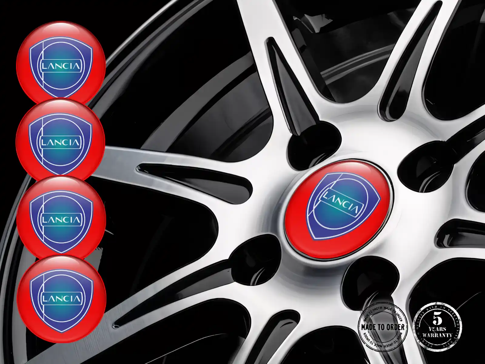 Lancia Pegatinas de Rueda Versión Etiquetas Bombadas de Resina